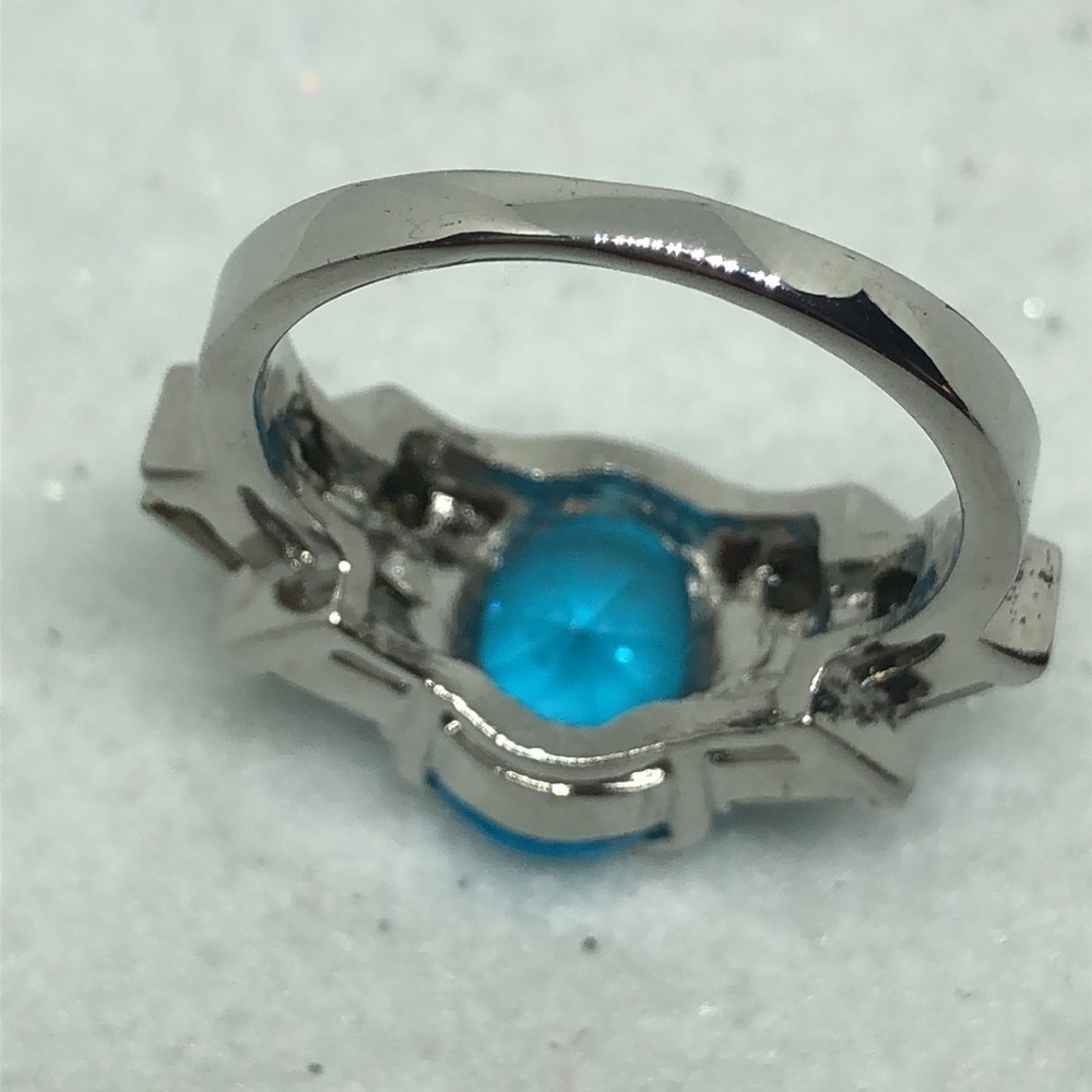 Simulated Blue Topaz Statement Ring Bj75 - image 6